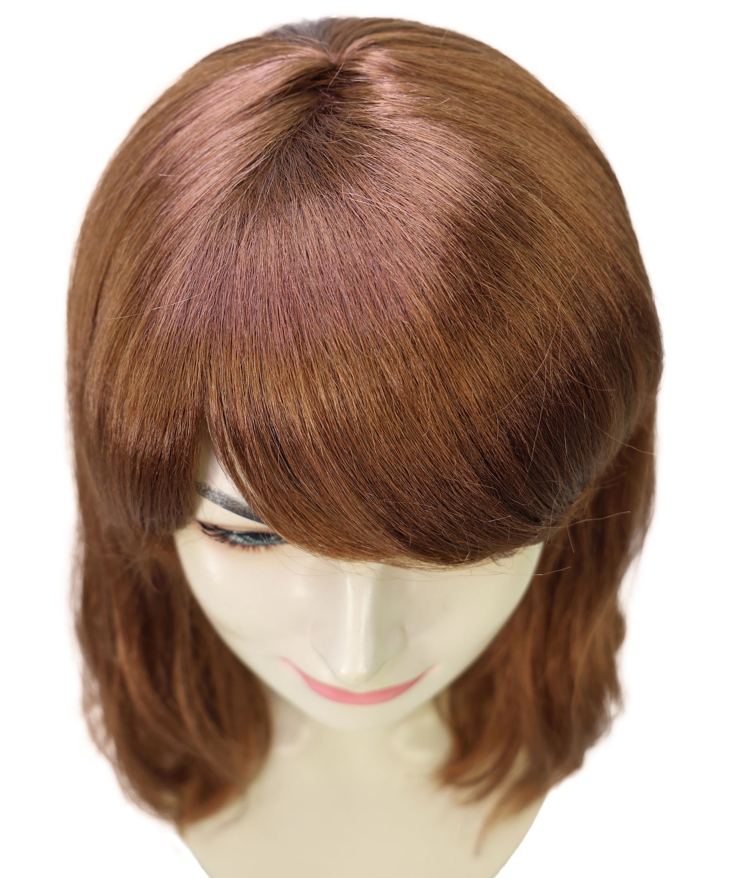 Wigs2you H-6904 女性用 15インチ ハニーブラウン ウェーブ フルウィッグ(前髪付き)| 耐熱性合成繊維使用 | 自然で軽量な通気性キャップ付きウィッグ