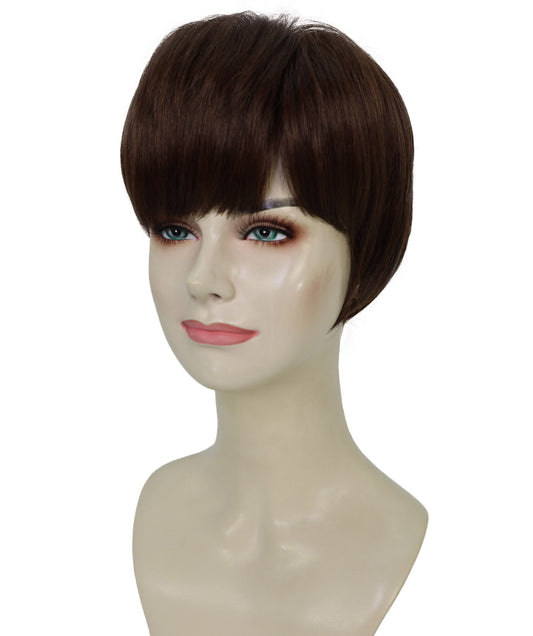 Wigs2you H-6905 女性用 10インチ ブラウン ショートボブウィッグ(前髪付き)| 耐熱性合成繊維使用 | 自然で軽量な通気性キャップ付きウィッグ