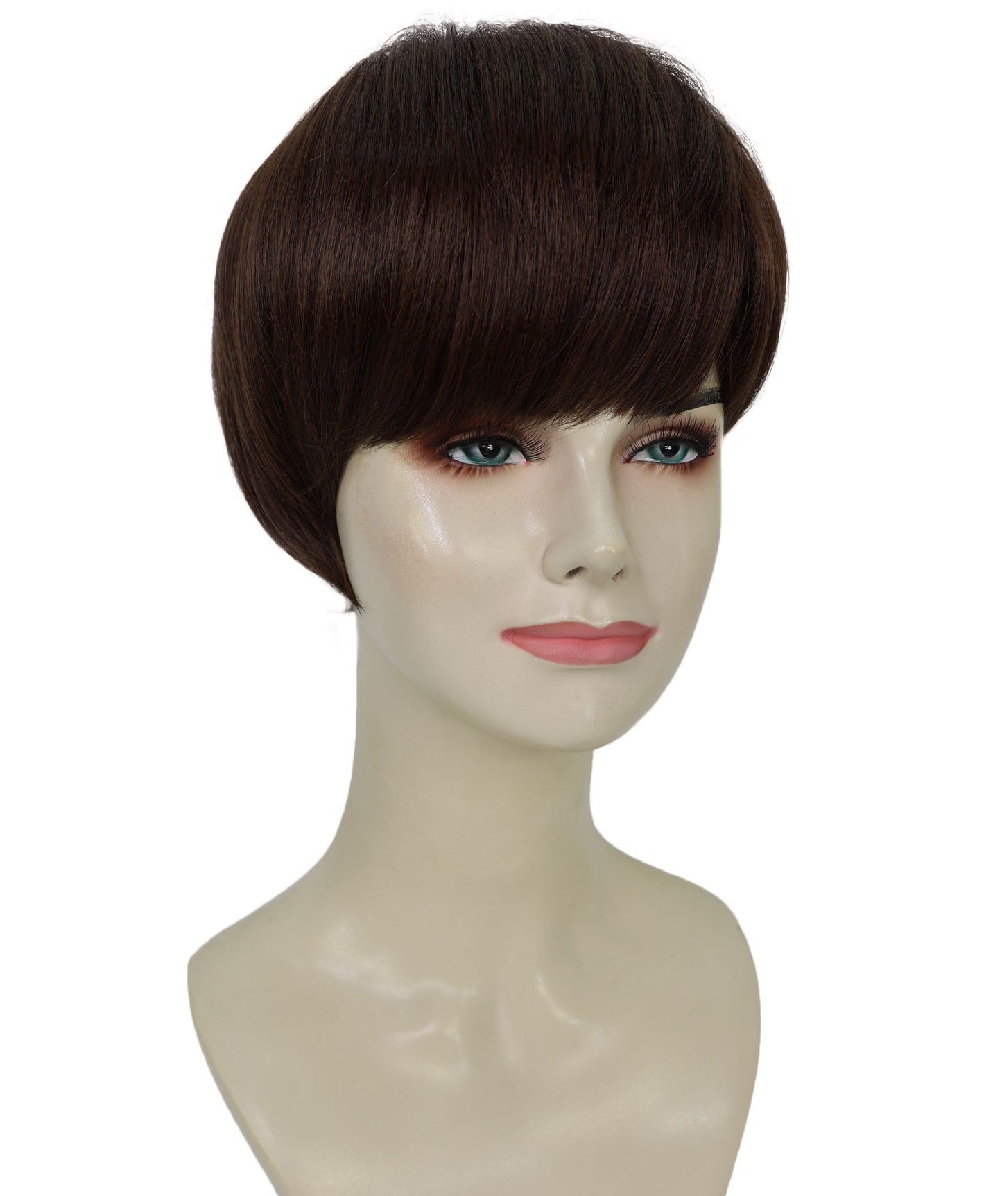 Wigs2you H-6905 女性用 10インチ ブラウン ショートボブウィッグ(前髪付き)| 耐熱性合成繊維使用 | 自然で軽量な通気性キャップ付きウィッグ