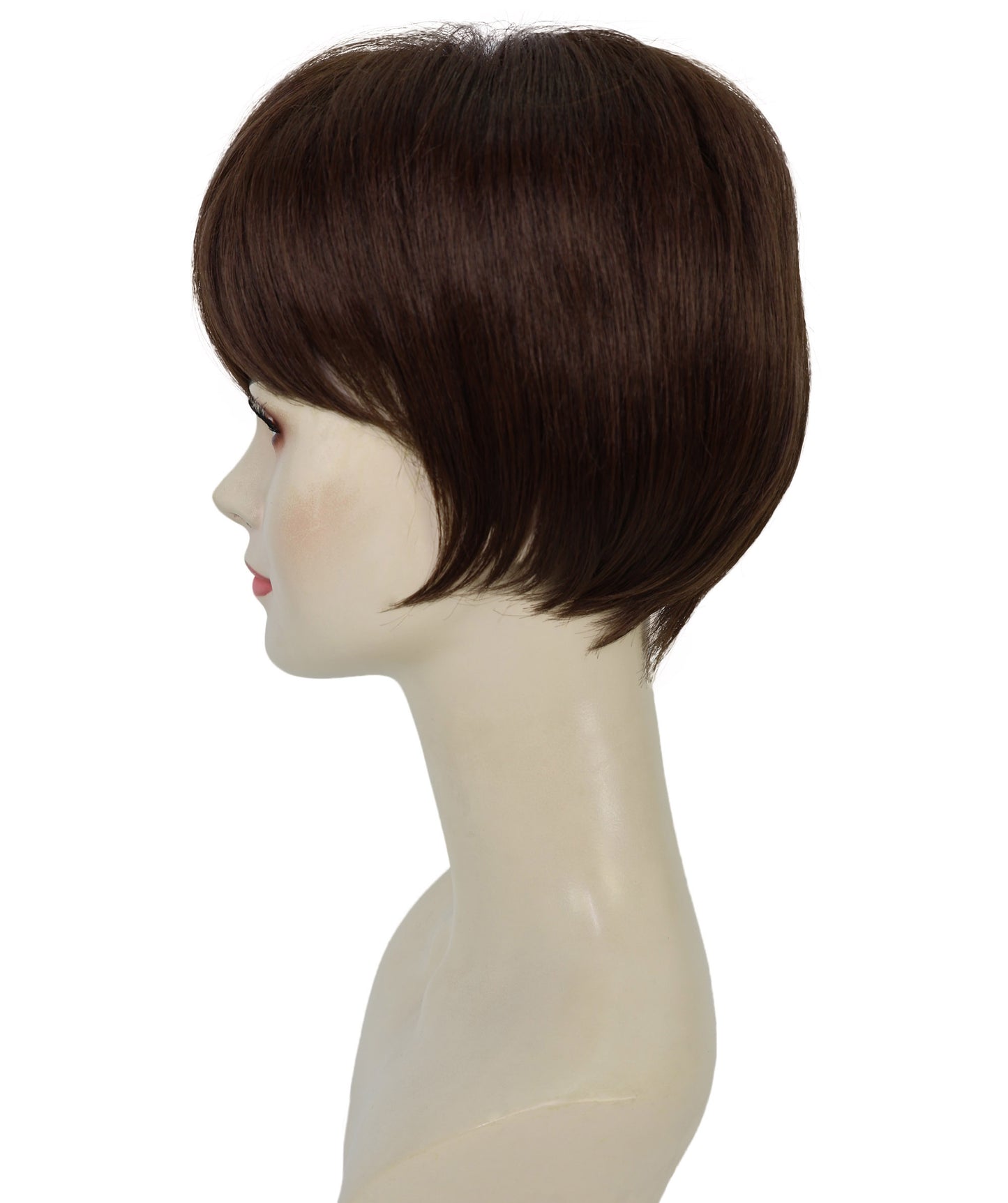 Wigs2you H-6905 女性用 10インチ ブラウン ショートボブウィッグ(前髪付き)| 耐熱性合成繊維使用 | 自然で軽量な通気性キャップ付きウィッグ
