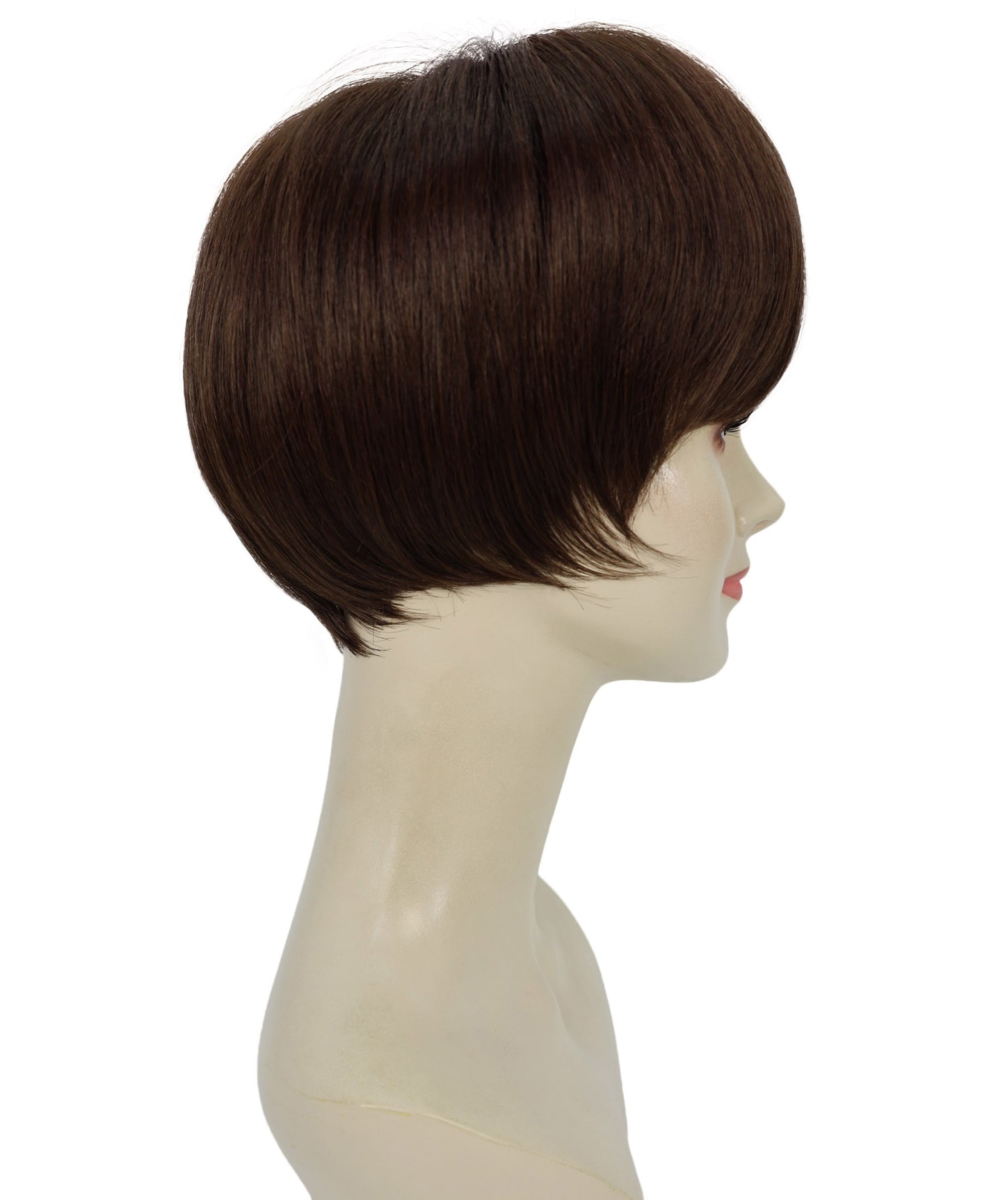 Wigs2you H-6905 女性用 10インチ ブラウン ショートボブウィッグ(前髪付き)| 耐熱性合成繊維使用 | 自然で軽量な通気性キャップ付きウィッグ