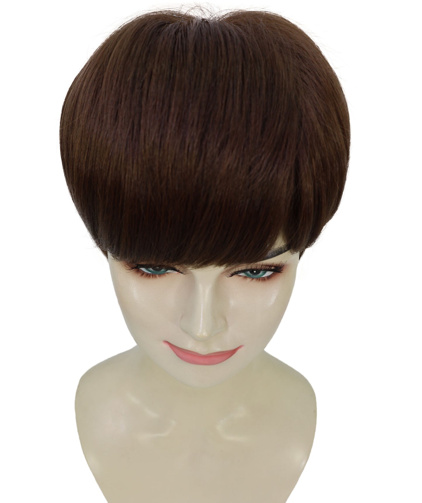 Wigs2you H-6905 女性用 10インチ ブラウン ショートボブウィッグ(前髪付き)| 耐熱性合成繊維使用 | 自然で軽量な通気性キャップ付きウィッグ