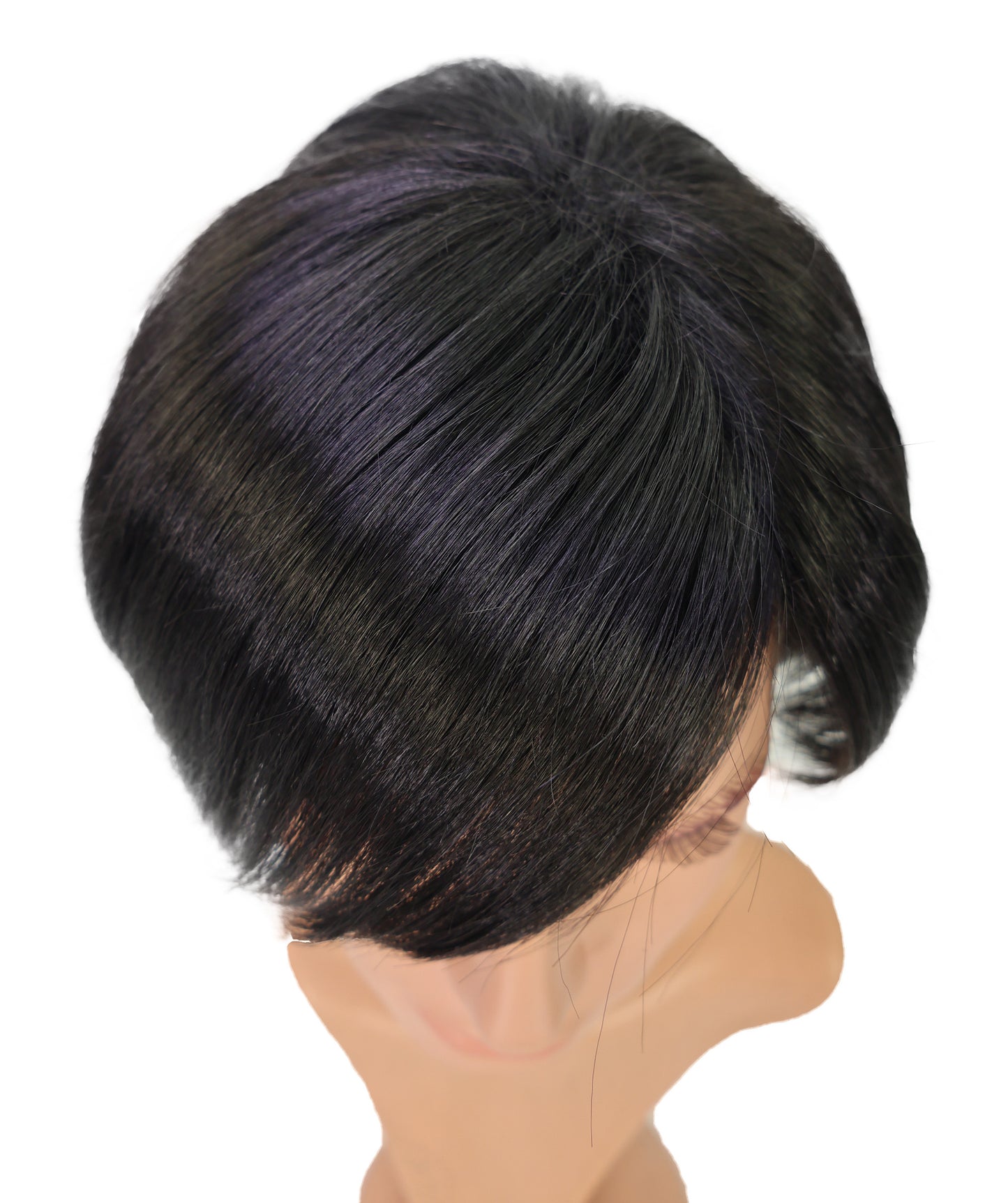 Wigs2you H-6907 男性用 10インチ ブラック あご丈ボブウィッグ(前髪付き)| 耐熱性合成繊維使用 | 自然で軽量な通気性キャップ付きウィッグ