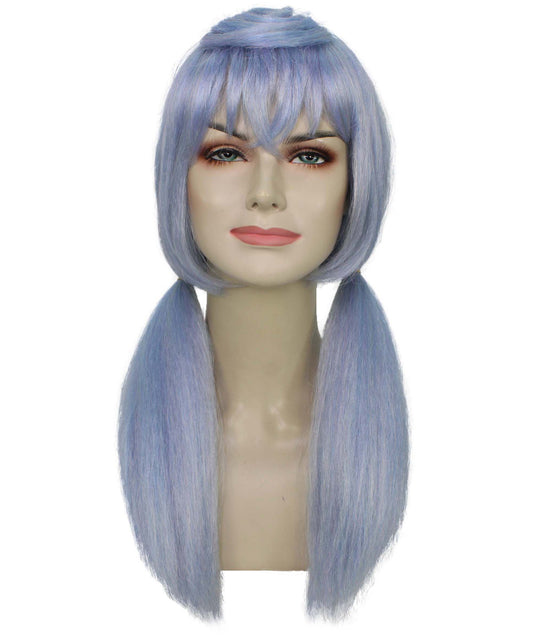 Wigs2you H-6914 大人用レディース ロング ライトブルー ストレート ポニーテール ゲーミング コスプレウィッグ|ハロウィンに最適|難燃性合成繊維