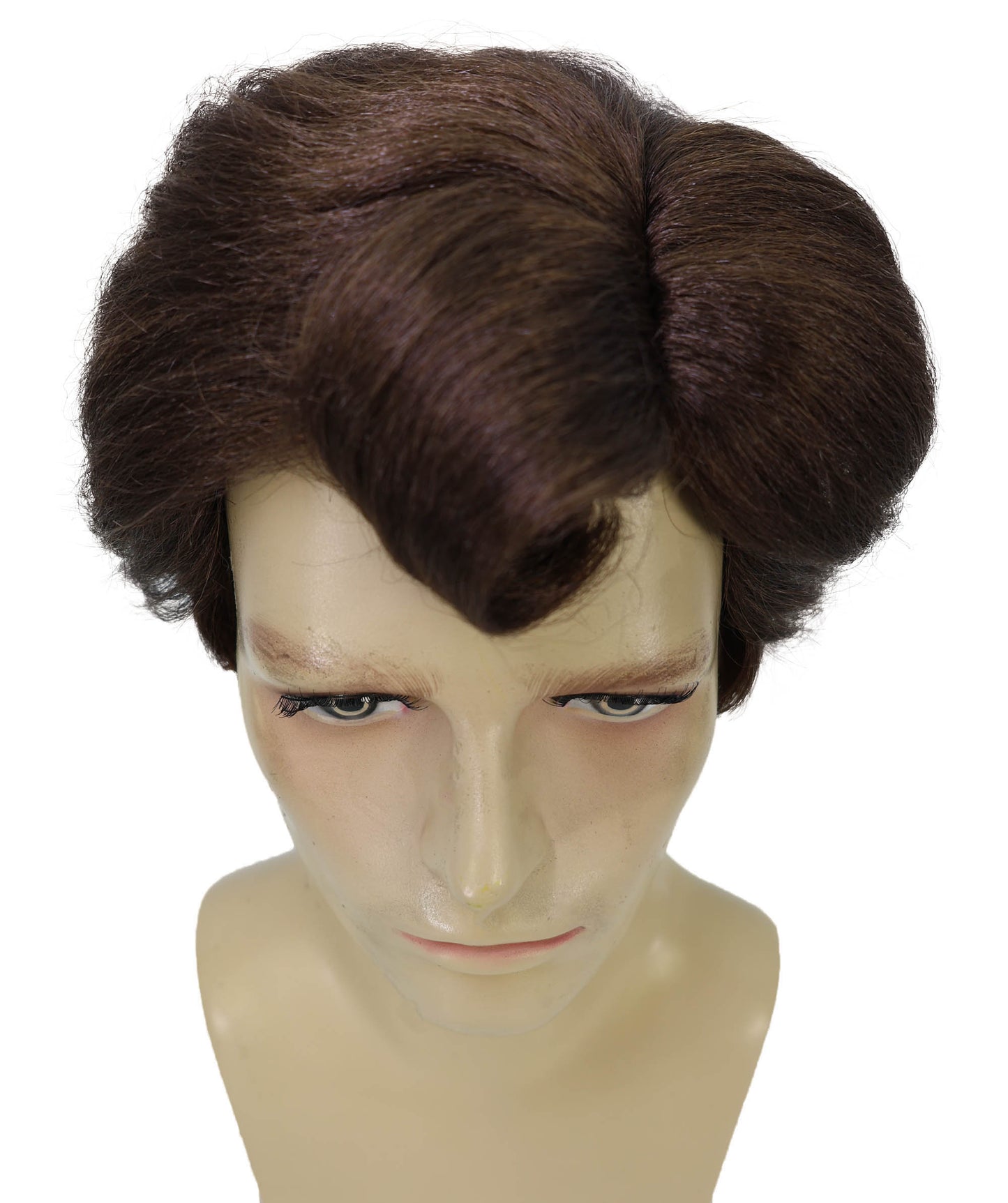 Wigs2you H-6952 大人用メンズ レトロ ロックンロール ブラウン グリーザーウィッグ | パーティーや劇場に最適な50年代風ヴィンテージウィッグスタイル | 難燃性合成繊維