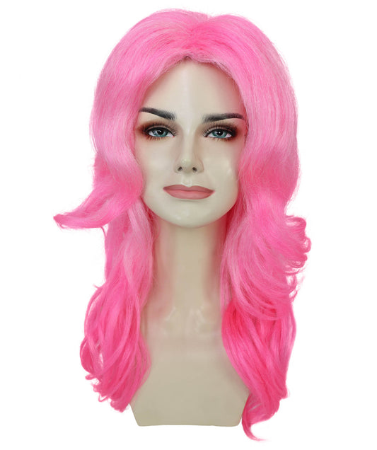 Wigs2you H-6966 大人女性用鮮やかなピンクのストレートロングウィッグ|華やかな印象のシルクセンターパートヘアピース|難燃性合成繊維|ハロウィンやテーマパーティーに最適