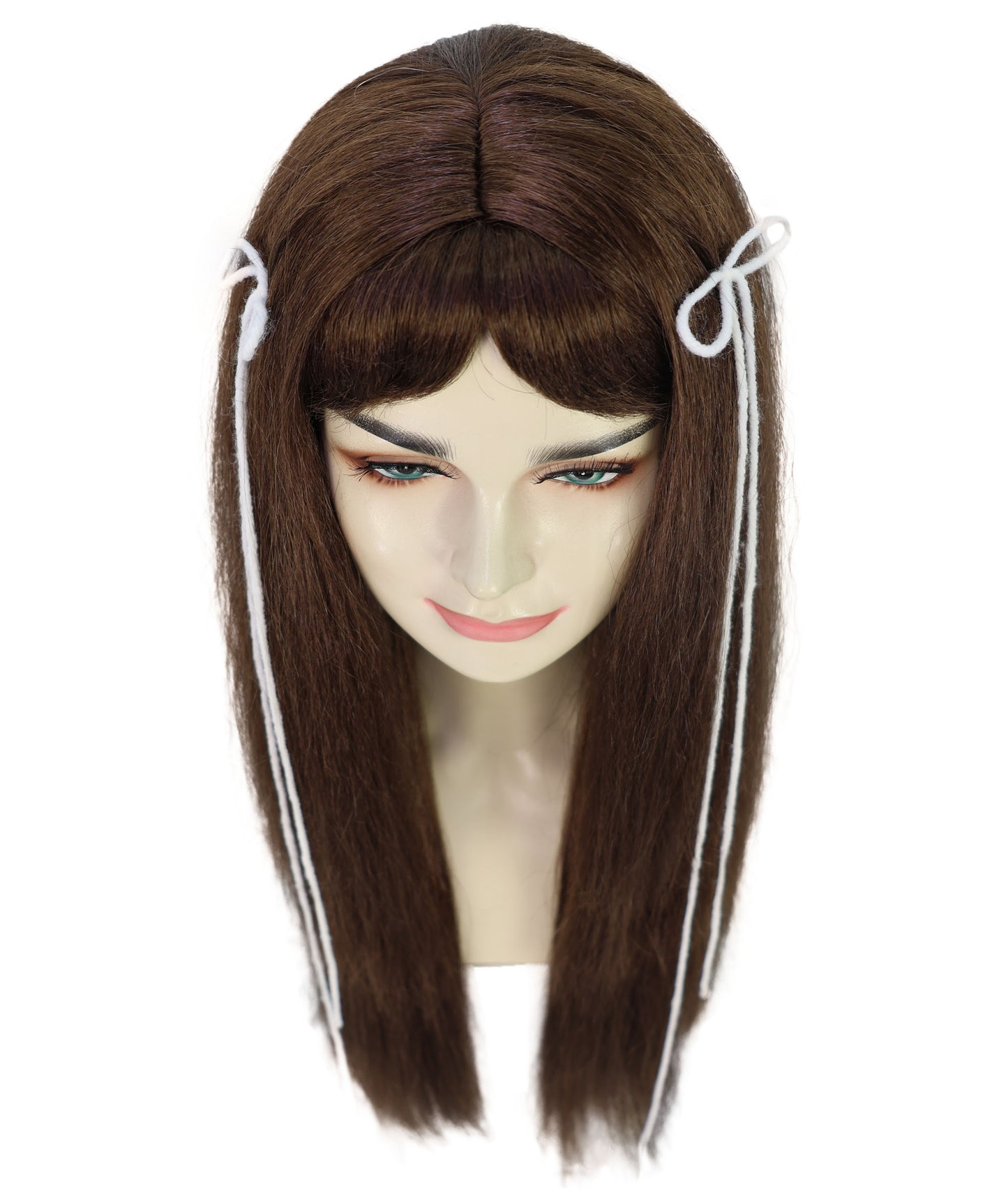 Wigs2you H-6969 大人女性用エレガントなロングブラウンウィッグ(ハイライトとカーテンバング付き)|ナチュラルストレートスタイル|ハロウィンに最適|通気性のあるキャップレスキャップ