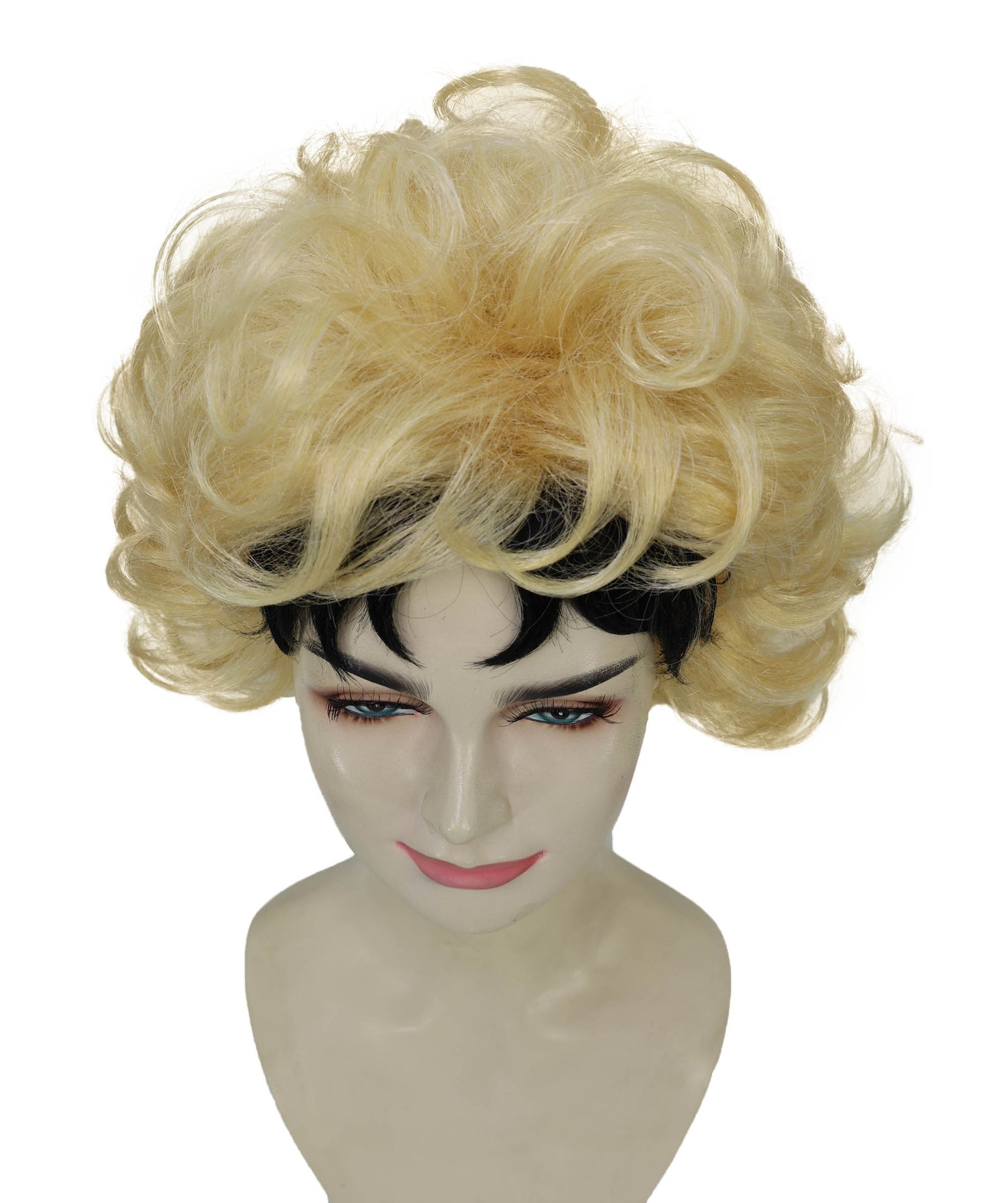 Wigs2you H-6973 大人女性用、ダークルートのゴールデンブロンドカーリーウィッグ|ハイファッションのエディトリアルスタイル|ハロウィンに最適|通気性のあるキャップレスキャップ