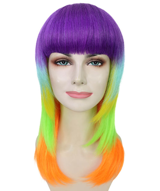 Wigs2you H-6976 大人女性用鮮やかなレインボープリズムウィッグ|ロングレイヤードマルチカラーヘア|ハロウィンに最適|通気性のあるキャップレスキャップ