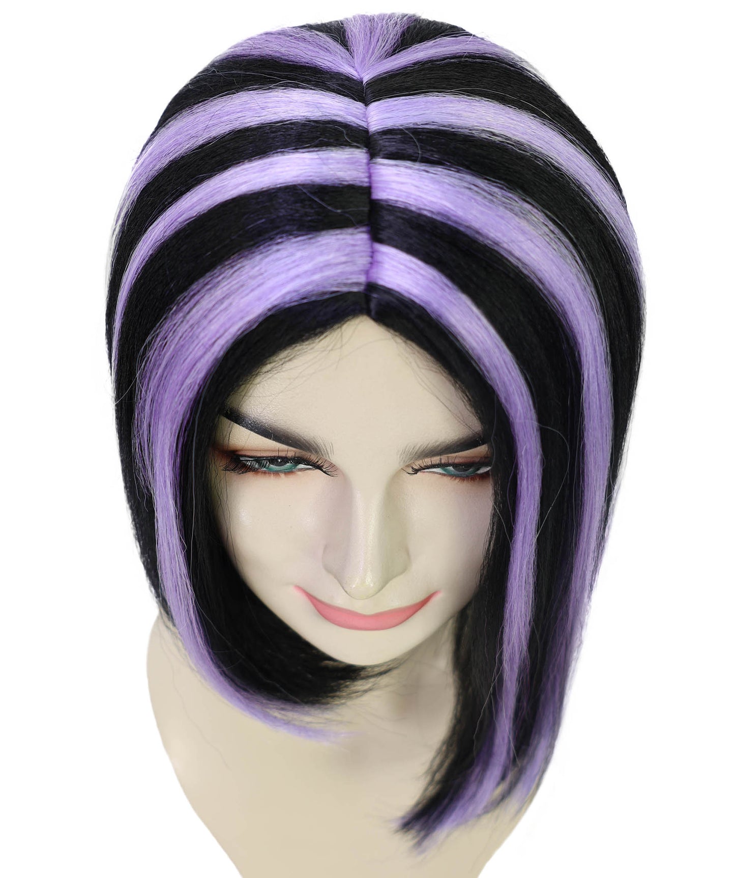 Wigs2you H-6978 大人女性用ホワイト&パープルハイライトボブウィッグ|ハロウィンやパーティーにぴったりのスタイリッシュなショートコスチュームヘア|通気性に優れたキャップレスキャップ