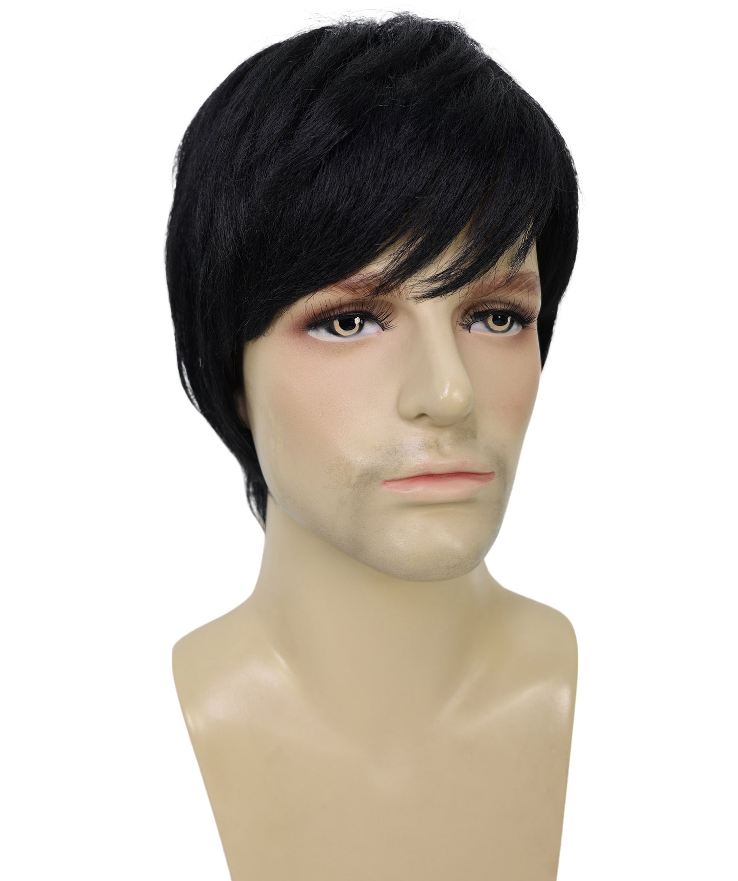 Wigs2you H-7006 大人用メンズショートブラックフルウィッグ 調節可能なキャップ付き 13インチ 合成繊維 コスプレ、ハロウィン、コスチュームイベントに最適