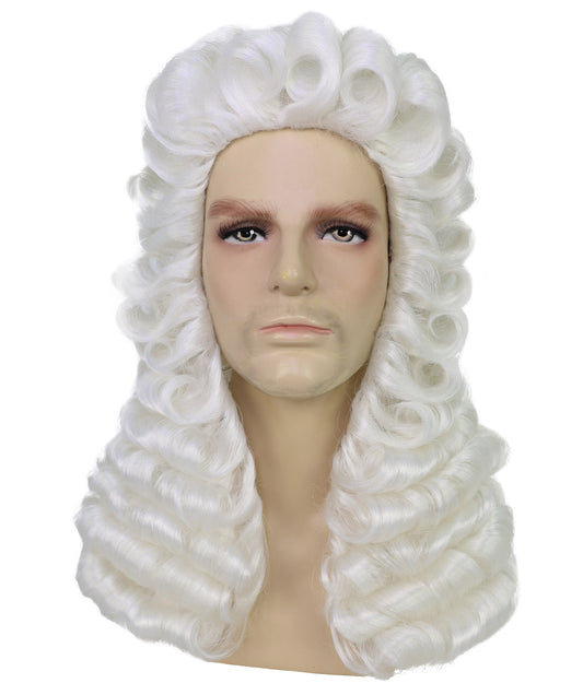 Wigs2you H-7009 成人男性用裁判官用フルウィッグ ホワイト 4.5インチ 難燃性合成繊維 法廷やテーマイベントに最適