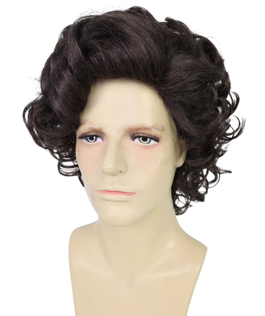 Wigs2you H-7010 大人用メンズショートカーリーフルウィッグ ダークブラウン 32インチ 合成繊維 コスプレ、ハロウィン、歴史物、テーマイベントに最適