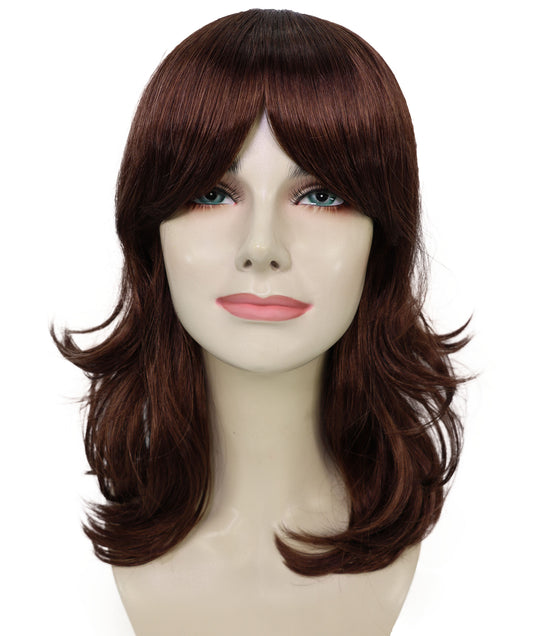 Wigs2you H-7163レディース ダークオーバーン シャグウェーブウィッグ | 合成繊維 フルウィッグ | レトロスタイル コスプレ・ハロウィン・テーマパーティー・イベント用