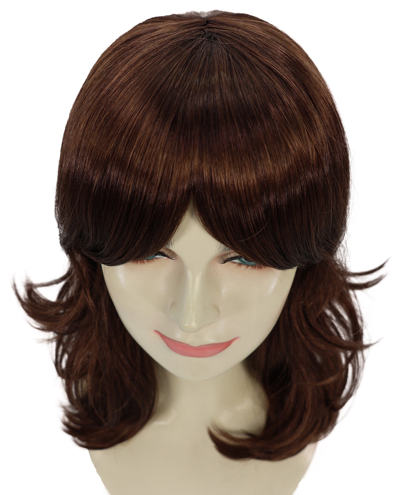 Wigs2you H-7163レディース ダークオーバーン シャグウェーブウィッグ | 合成繊維 フルウィッグ | レトロスタイル コスプレ・ハロウィン・テーマパーティー・イベント用