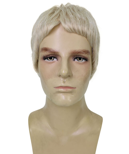 Wigs2you H-7018 大人用メンズ ショートブロンド バズカット フルウィッグ 8インチ 合成繊維 ハロウィン、舞台公演、パーティーに最適