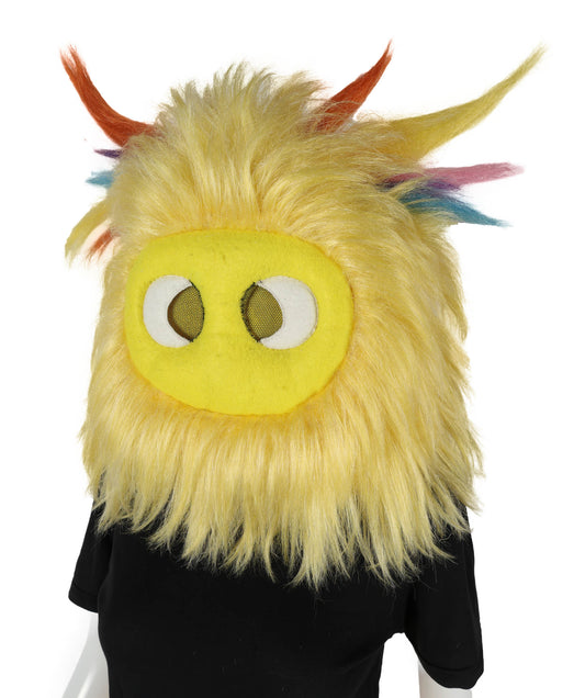 Wigs2you H-7033 大人用 ユニセックス イエローモンスターマスコット フルウィッグ マスク付き 17インチ 合成繊維 ハロウィン、パレード、ステージパフォーマンスに