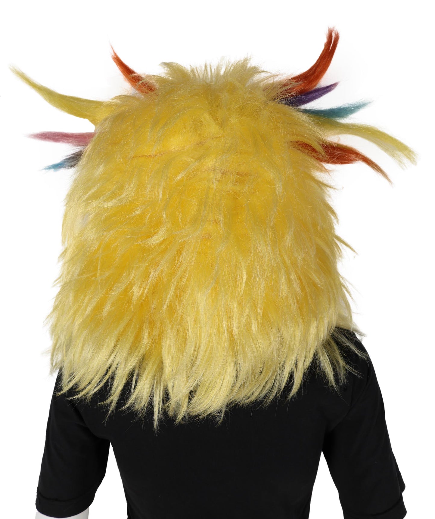 Wigs2you H-7033 大人用 ユニセックス イエローモンスターマスコット フルウィッグ マスク付き 17インチ 合成繊維 ハロウィン、パレード、ステージパフォーマンスに