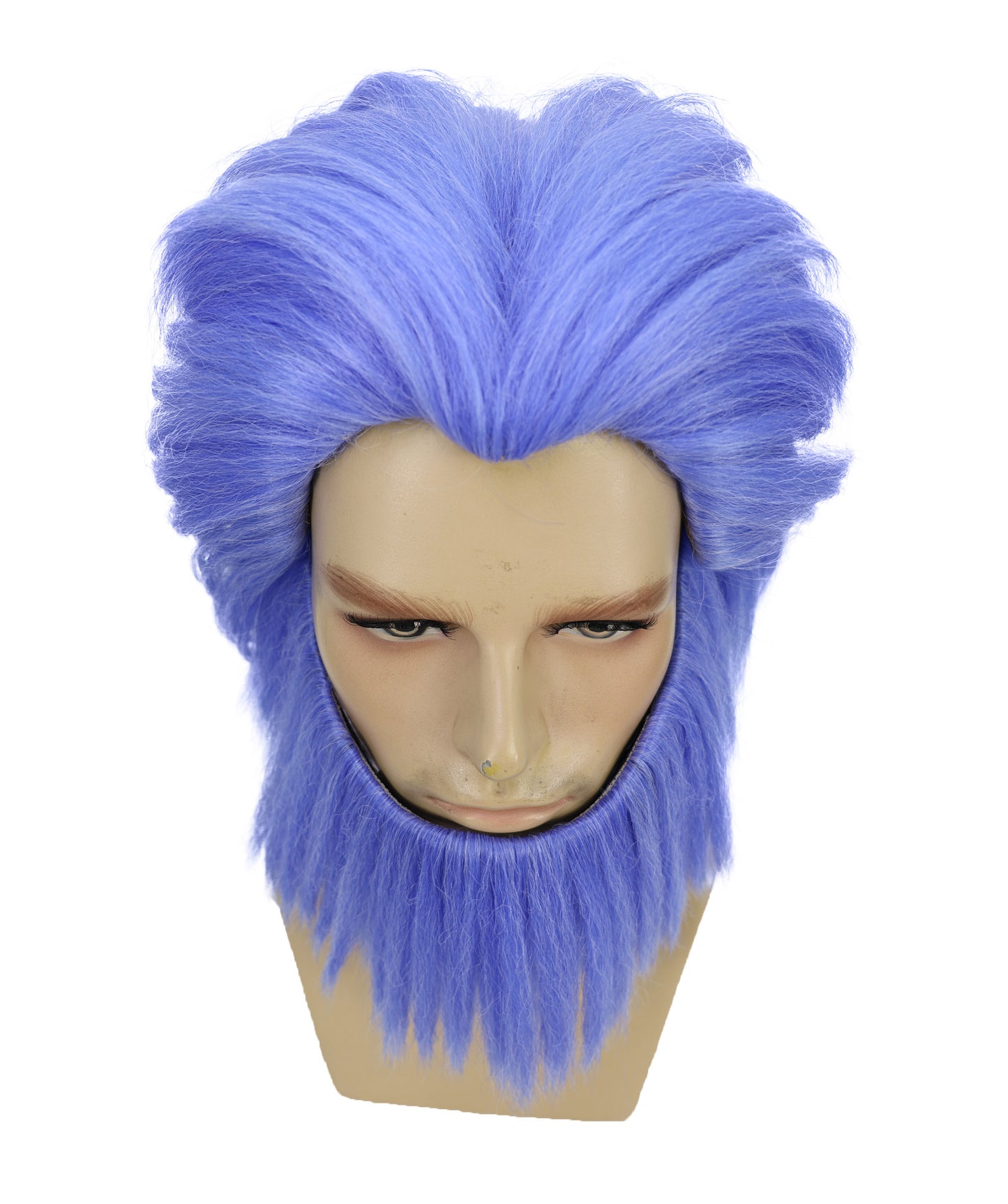 Wigs2you H-7039 大人用メンズショートウェーブフルウィッグ(ひげ付き)ブルー 11インチ 合成繊維 ハロウィンやステージパフォーマンスに最適