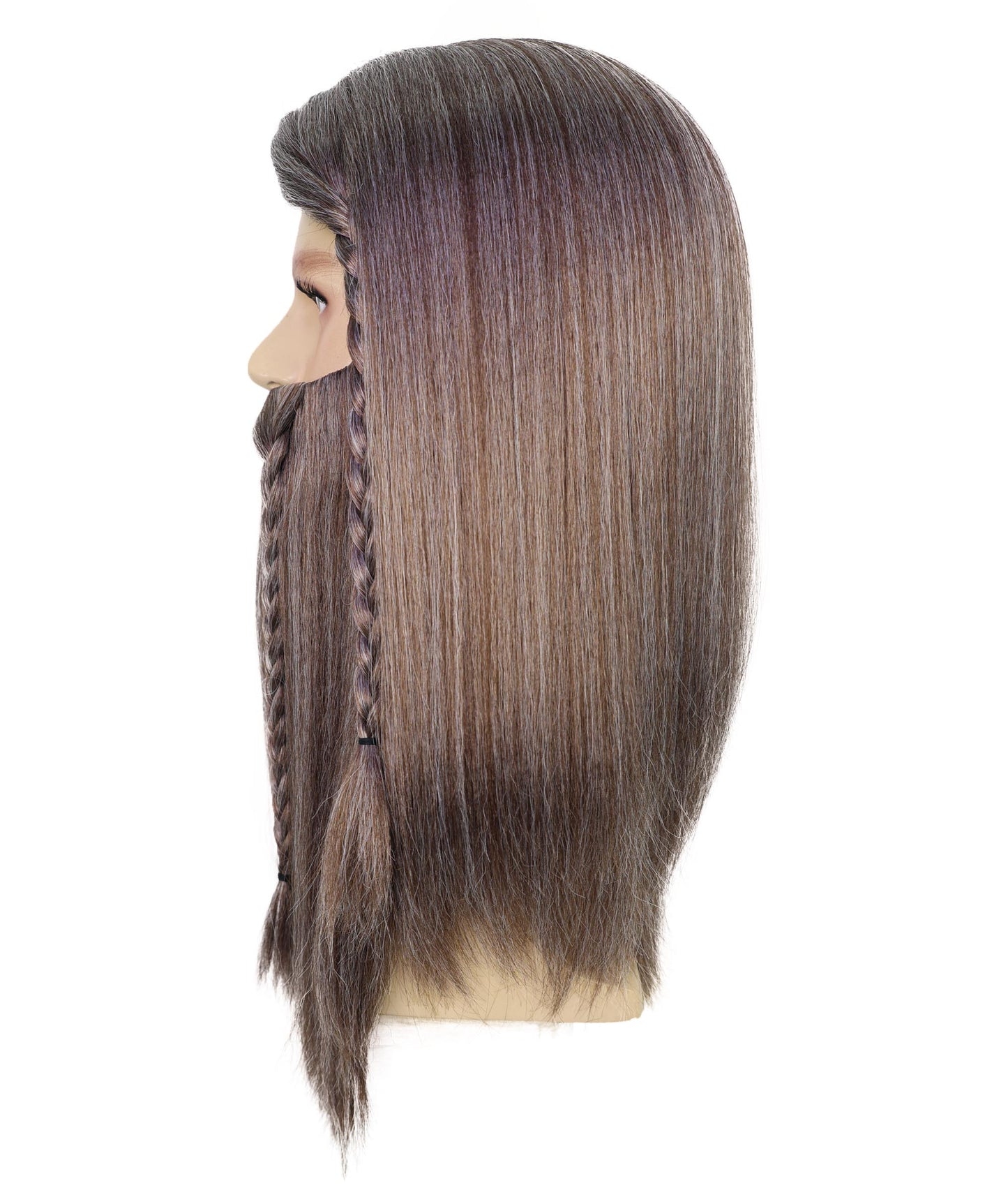 Wigs2you H-7040 大人用メンズ デラックスロングフルウィッグ ひげ&口ひげ付き アッシュブラウン 17インチ 合成繊維 バイキングコスプレ、ハロウィン、コスチュームイベントに最適