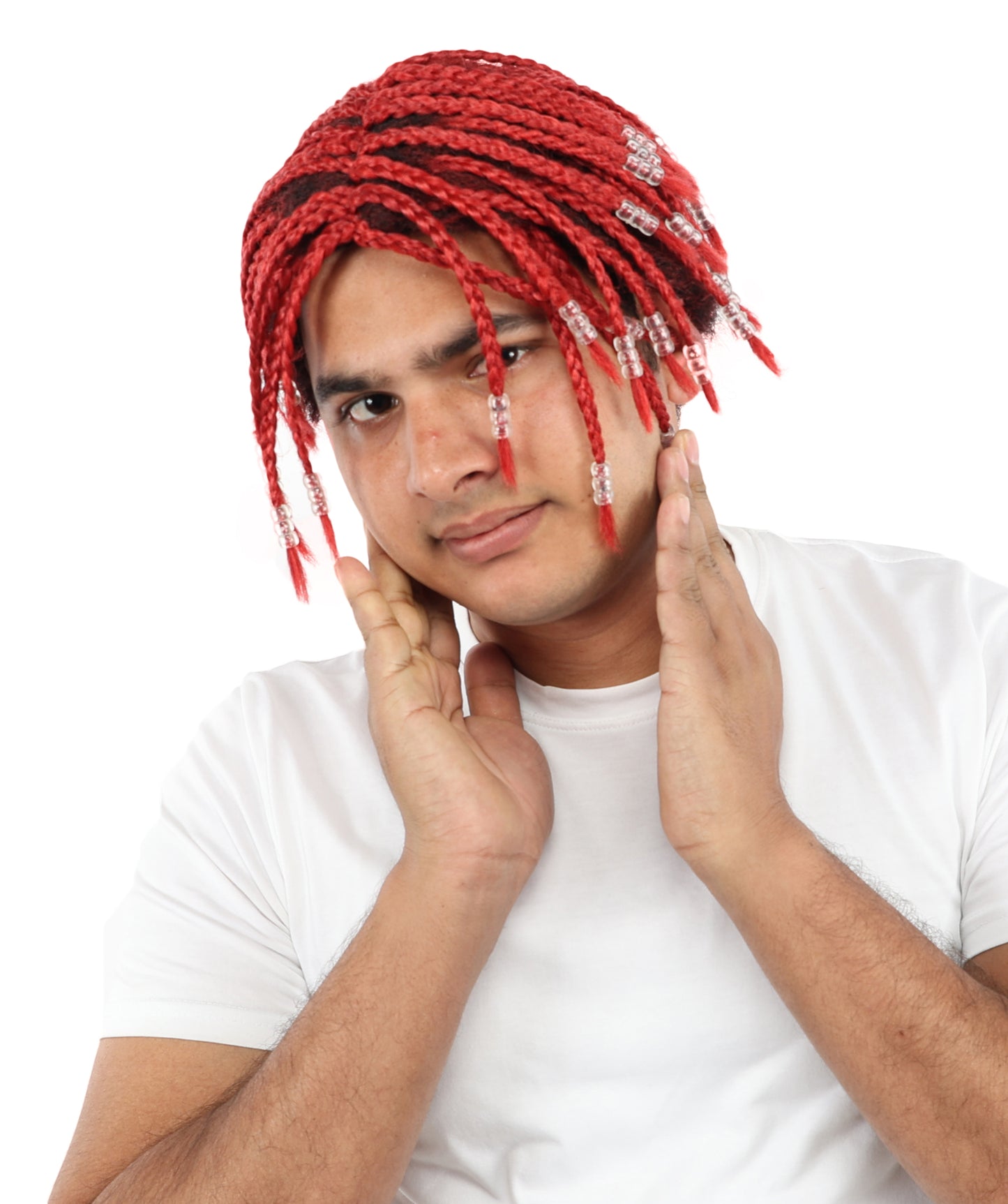 Wigs2you H-7044 大人用男性用レッドドレッドヘアフルウィッグ 合成繊維 コスチューム、パフォーマンス、イベント用