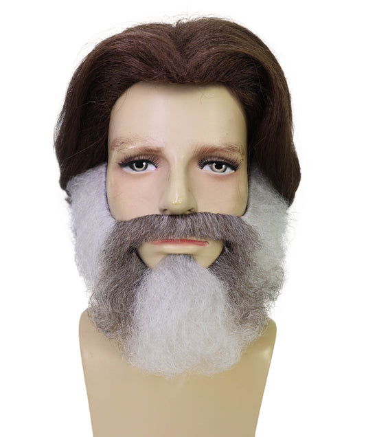Wigs2you H-7057 大人用メンズ ワイルドマウンテン フルウィッグ 口ひげ&あごひげ付き 合成繊維 コスチュームパーティーやフェスティバルに最適