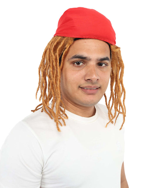Wigs2you H-7073 大人用 メンズ ブラウン ドレッドヘア フルウィッグ レッドバンダナ付き 14インチ 難燃性合成繊維 ハロウィン・コスプレ用