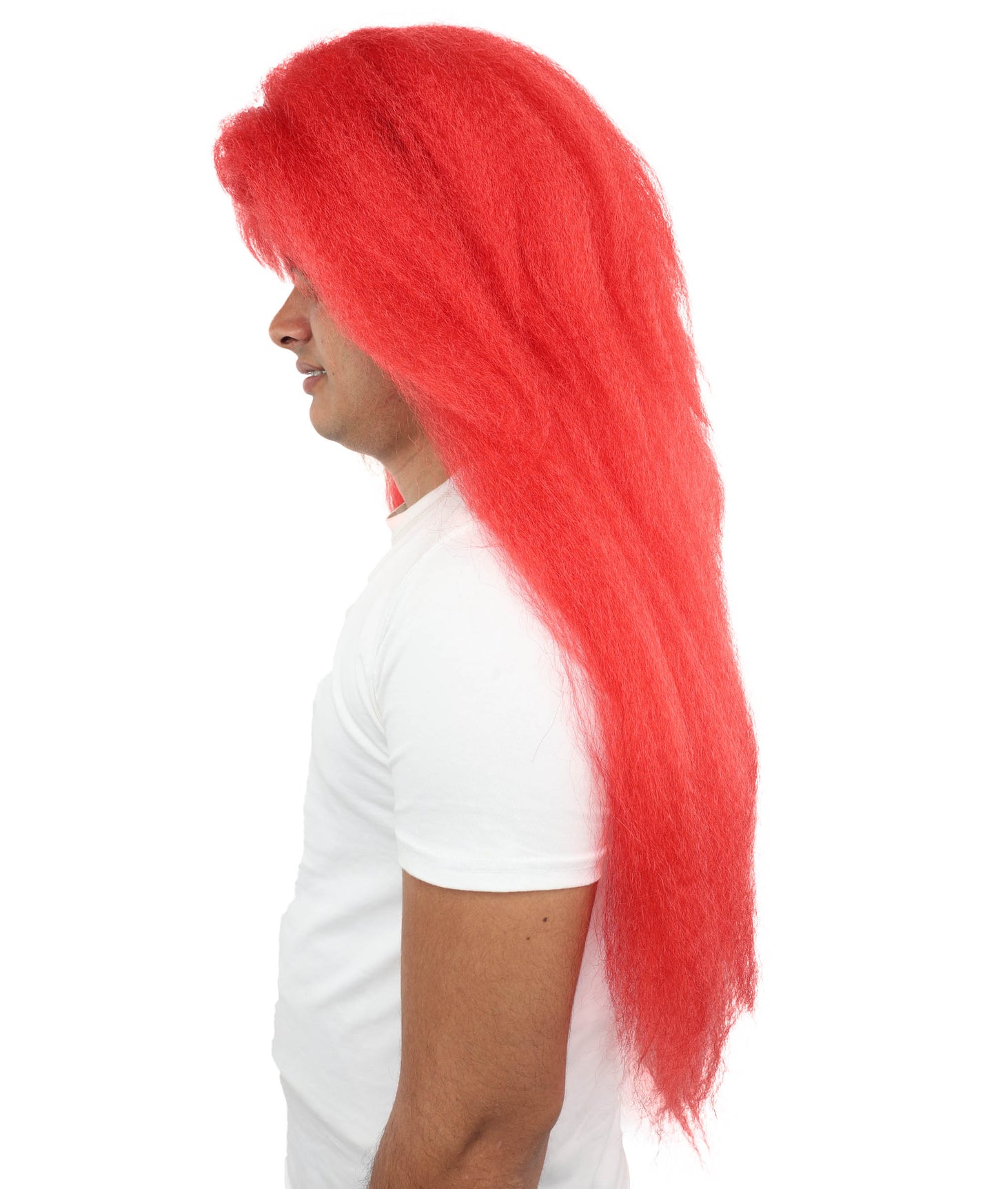 Wigs2you H-7080 大人用メンズ エクストラロング レイヤード フルウィッグ レッド 合成繊維 コスプレ、舞台公演、ハロウィンパーティーに最適