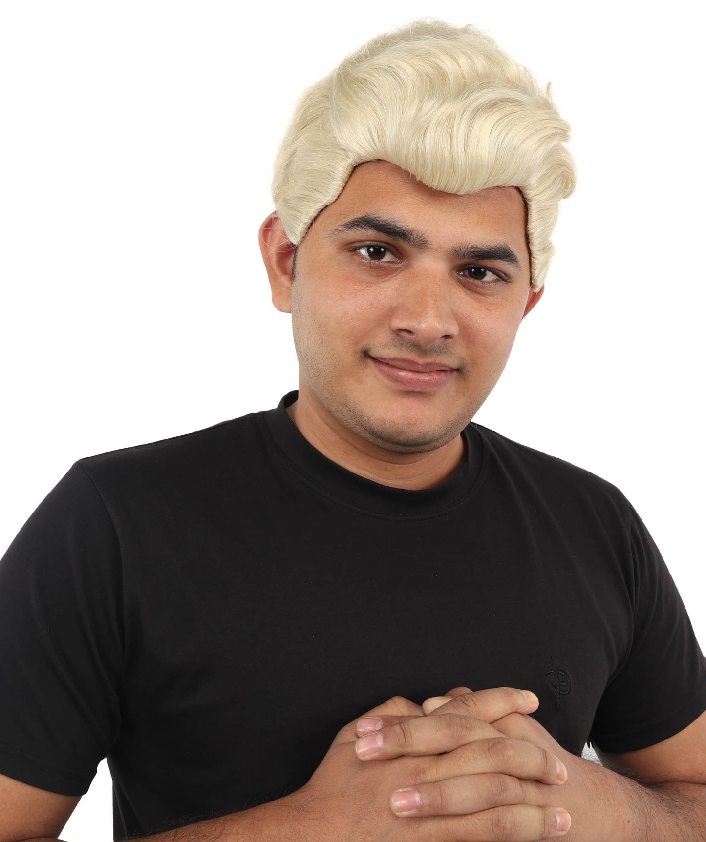 Wigs2you H-7084 大人用 メンズ レトロ シルバーブロンド ショート フルウィッグ 合成繊維 調節可能なキャップ付き コスプレ、ハロウィン、舞台、テーマイベントに最適