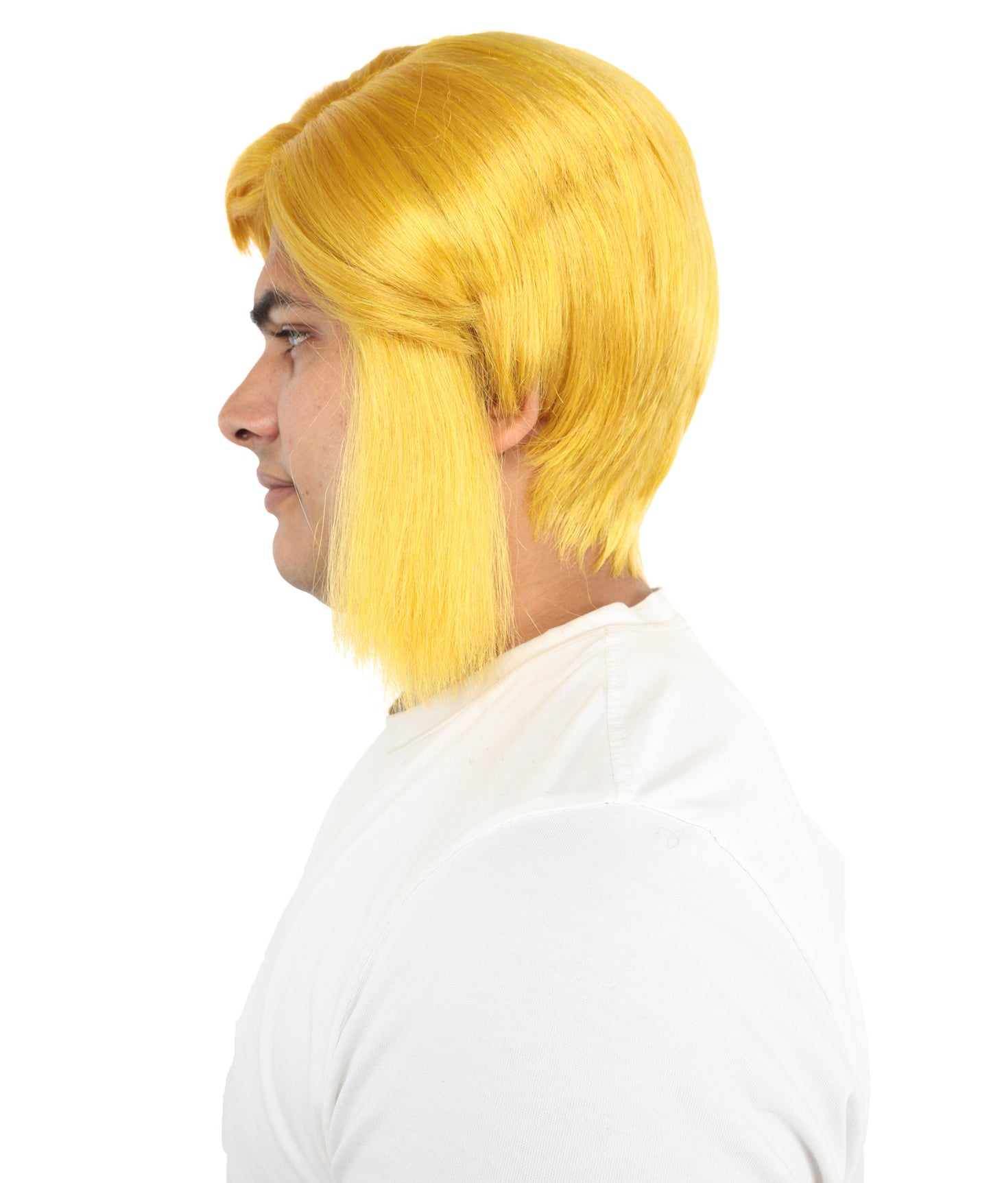 Wigs2you H-7086 大人用 メンズ ファンタジーヒーロー ショート レイヤード フルウィッグ イエロー&ブロンド サイドバング付き 合成繊維 コスプレ、ハロウィン、ロールプレイ、ステージ用