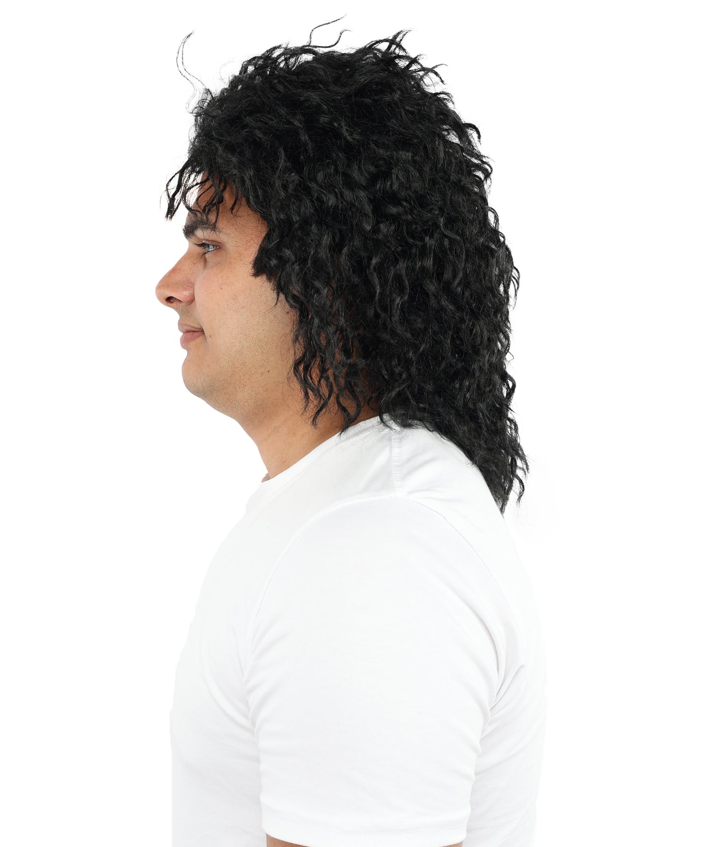 Wigs2you H-7121 大人男性用 ブラック ポップスター カーリーウィッグ – 自然な質感のショートヘア | コスプレ、ステージパフォーマンス、テーマパーティー、写真撮影、レトロキャラクターのルックスに最適
