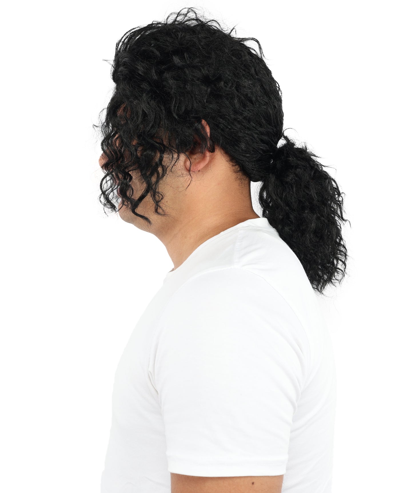 Wigs2you H-7122 大人男性用 ブラック ポップスター ミディアム カール ウィッグ - 自然な質感の合成毛 | コスプレ、ステージパフォーマンス、レトロテーマパーティーでよく使用されます