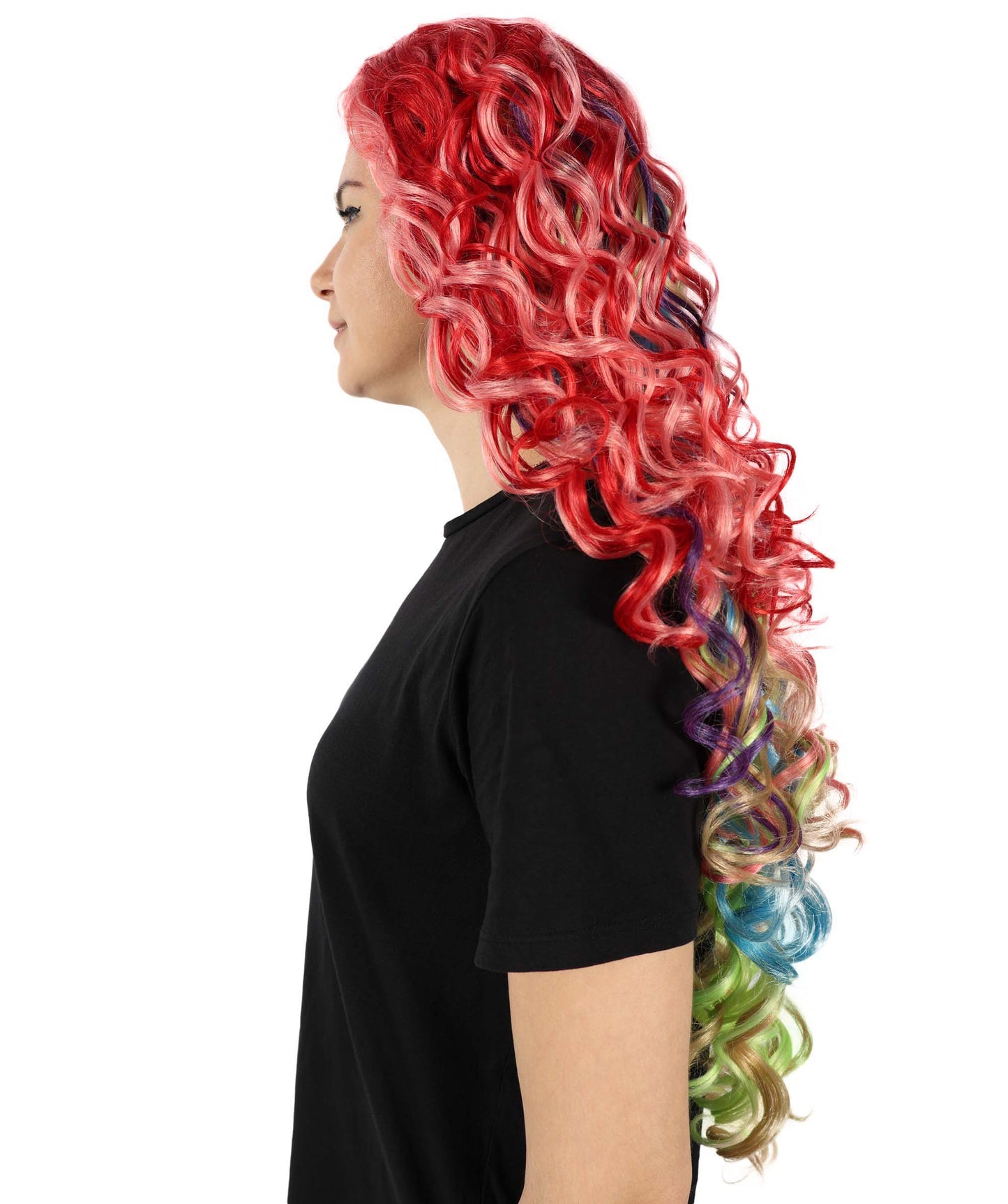 Wigs2you H-7135 女性向け映画風ロングマルチカラーカーリーウィッグ|ハロウィン&コスプレウィッグ|難燃性合成繊維