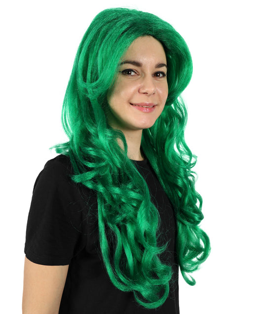 Wigs2you H-7160 女性用 60cm エクストラロング ウェーブグリーンウィッグ | 人魚をイメージしたファンタジーウィッグ、アニメ、テーマイベントに最適