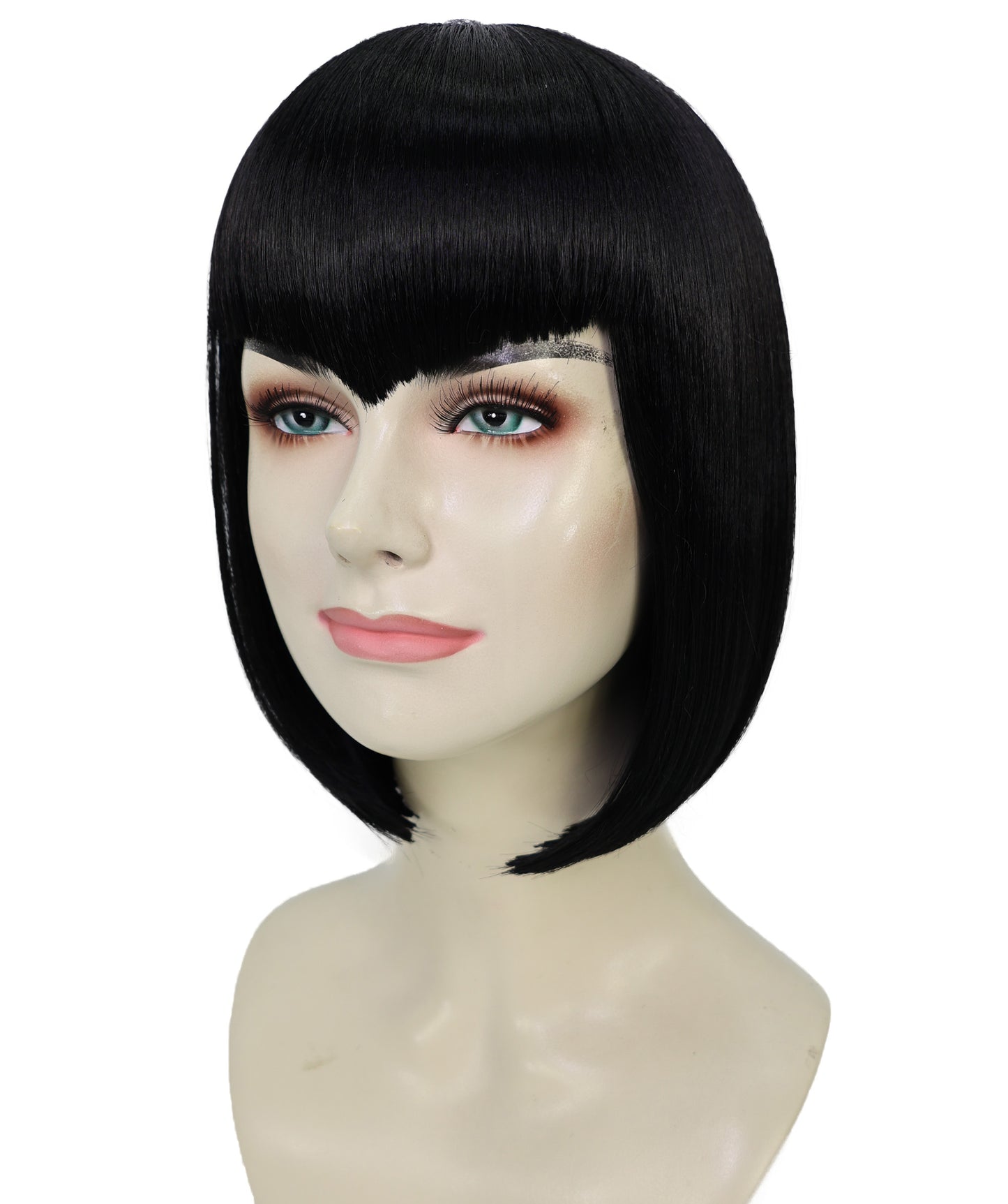 Wigs2you H-7164レディース ブラック ショートストレートウィッグ | 軽量 合成繊維 フルウィッグ | コスプレ・ハロウィン・テーマパーティー・イベント用
