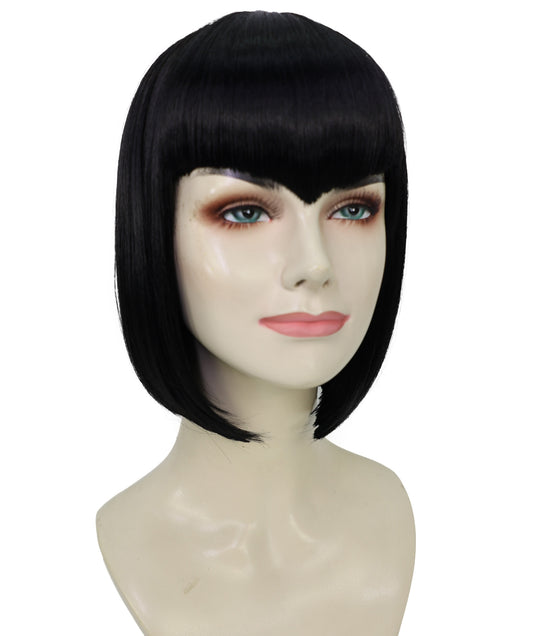 Wigs2you H-7164レディース ブラック ショートストレートウィッグ | 軽量 合成繊維 フルウィッグ | コスプレ・ハロウィン・テーマパーティー・イベント用