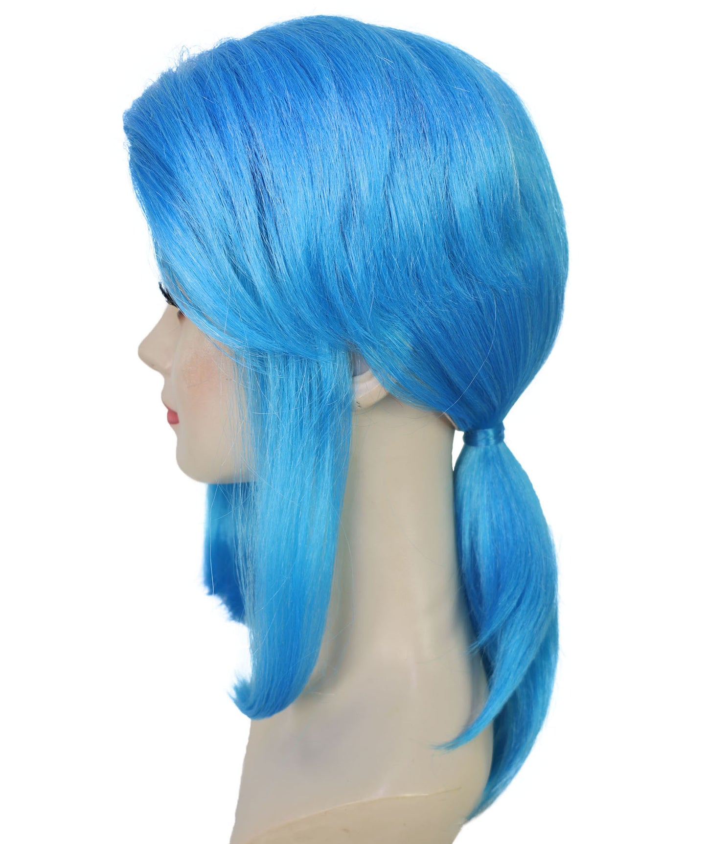 Wigs2you H-7168レディース ブルー ミディアムウィッグ ポニーテールスタイル | パープルメッシュ入り 難燃性 合成繊維 フルウィッグ | コスプレ・ハロウィン・イベント用