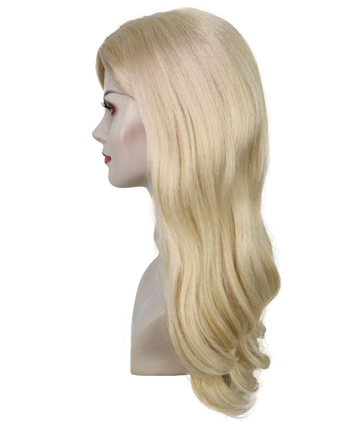 Wigs2you H-7200 女性用 ブロンドロングウィッグ サイドパート パール風ヘアクリップ付き 21インチ 約53cm ナチュラル風 コスプレ パーティー 通気性キャップレスキャップ