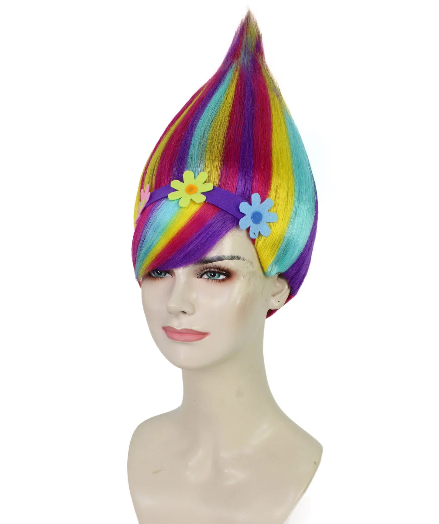 Wigs2you H-7202大人女性用レインボーオニオンスタイルハイポイントトロールウィッグ|ハロウィンに最適|通気性の良いキャップレスキャップ