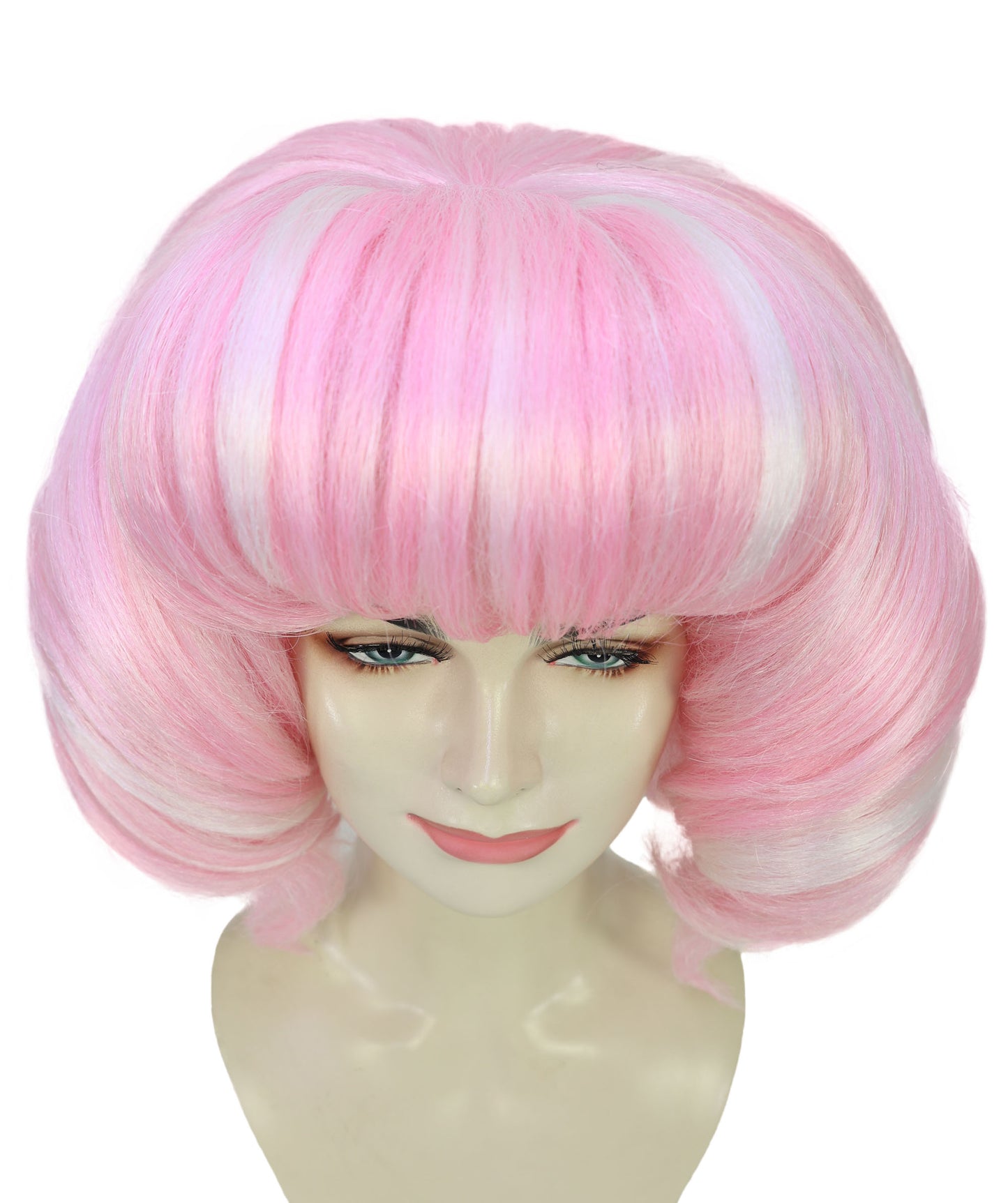 Wigs2you H-7208 女性用ショートカールバブルボブウィッグ(ソフトパステルピンク)|アニメ&コスプレ用合成ウィッグ|通気性のあるキャップレスキャップ