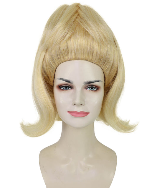 Wigs2you H-7209 女性用ブロンドウィッグ | レトロな1960年代ヴィンテージヘアピース | ハロウィン、劇場、ロカビリー、パーティーのドレスアップに最適な、背の高いアップスタイル合成ウィッグ