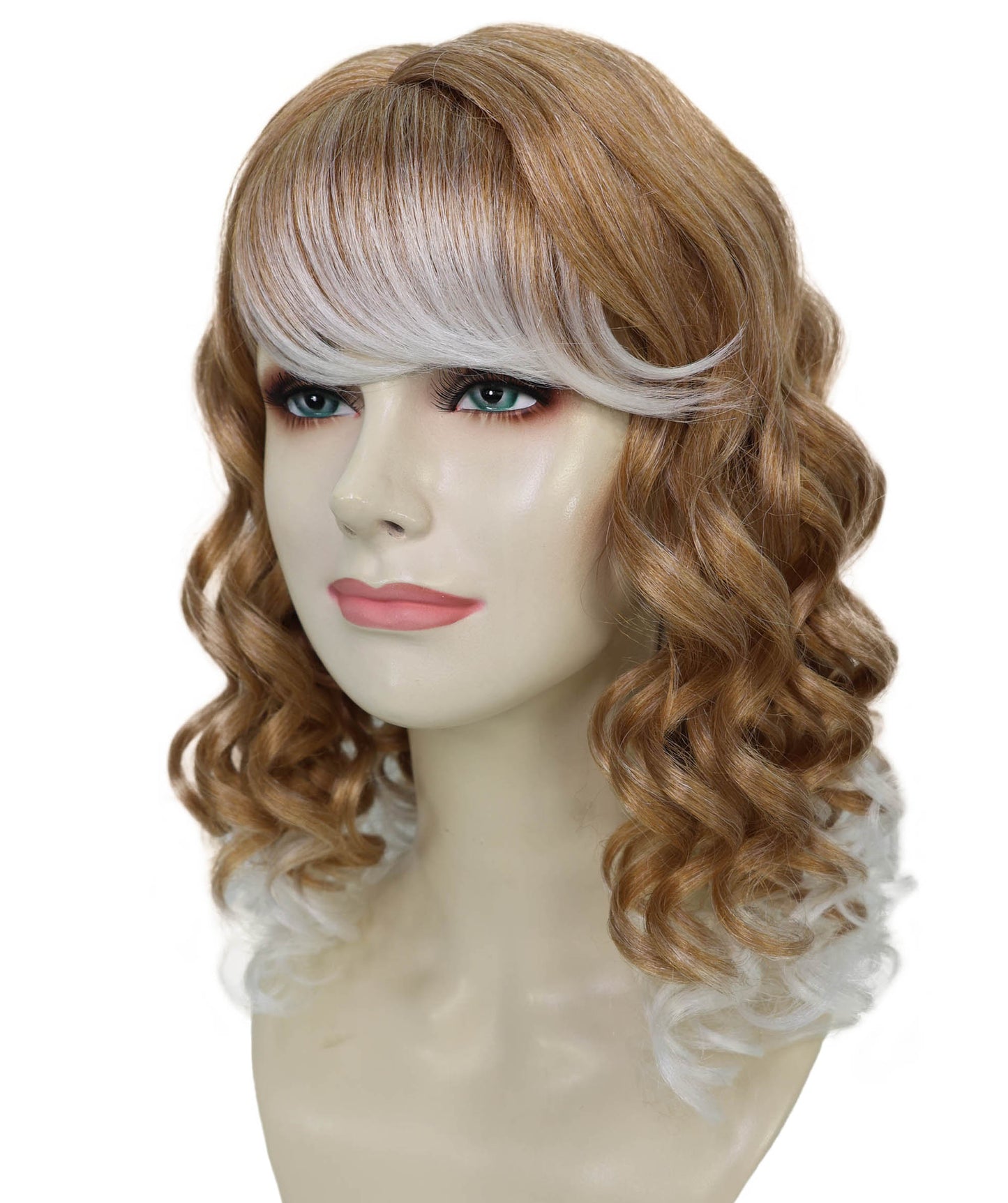 Wigs2you H-7213女性用ロングカーリーブロンドハイライトウィッグ|カーニバル風ヘアピース|ハロウィン、ステージ、パーティーに最適
