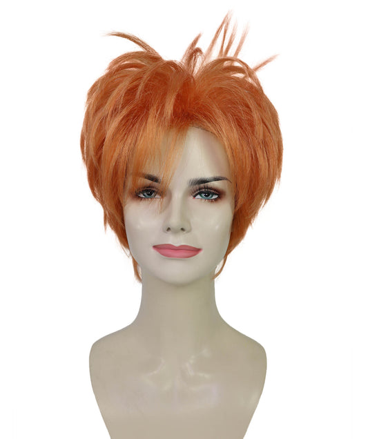 Wigs2you H-7224 女性用オレンジショートスパイクパンクウィッグ|アニメ風ロックスターヘアピース|ハロウィンに最適|通気性のあるキャップレスキャップ