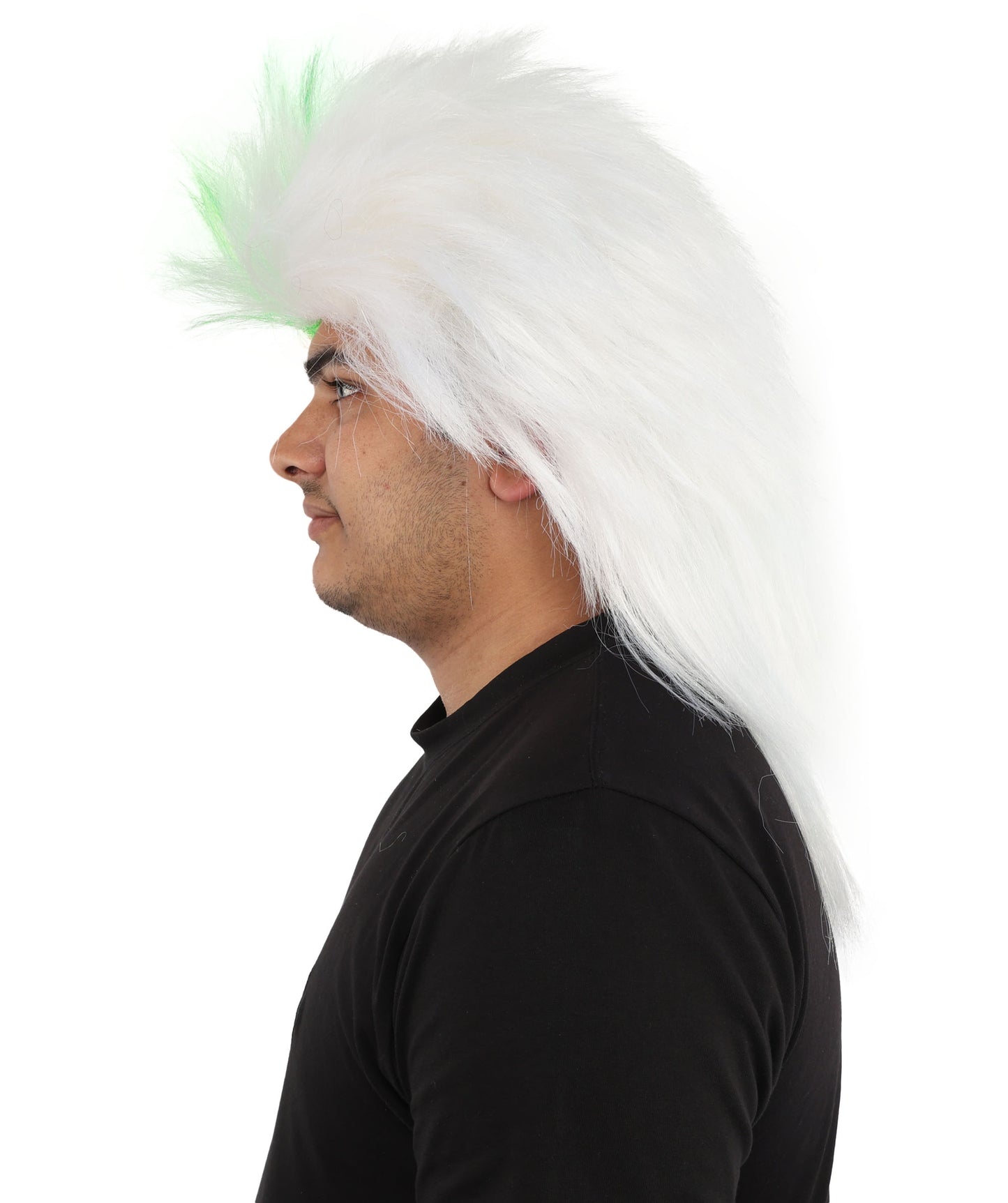 Wigs2you H-7397 大人用メンズグリーン&ホワイトスポーツウィッグ|スプリットカラースパイクマレットスタイル難燃性合成繊維|ハロウィンテーマパーティーセントパトリックデーファンギア