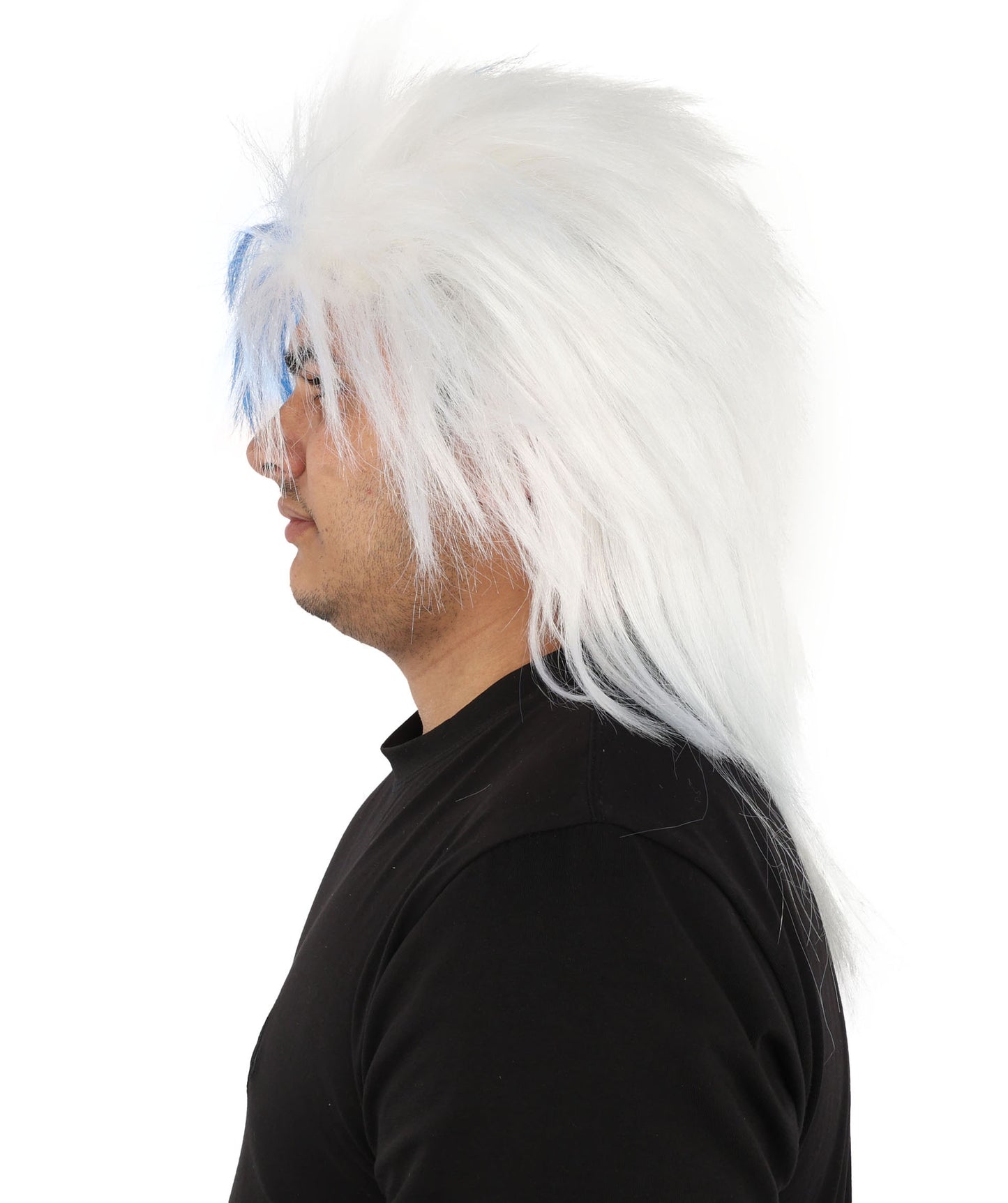 Wigs2you H-7403 大人用ツートンカラーのスピリットウィッグ|ブルーとホワイトのメッシーマレットスタイル、難燃性合成繊維|ハロウィンテーマのパーティー野球スタジアムアクセサリー