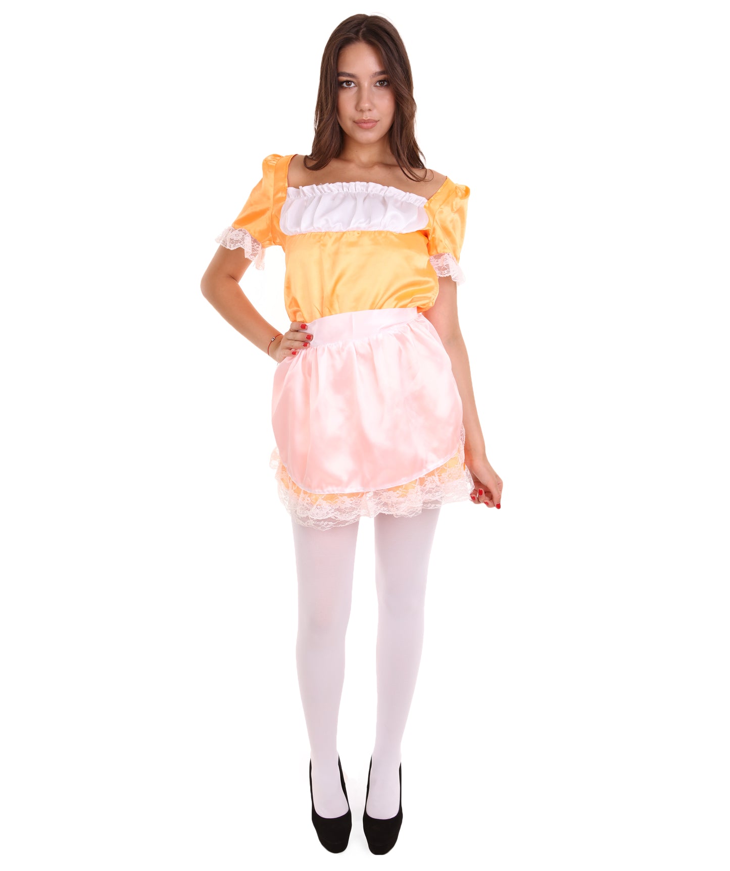 女性用 JCO-343_9 伝統的なメイド制服コスプレ オレンジコスチューム