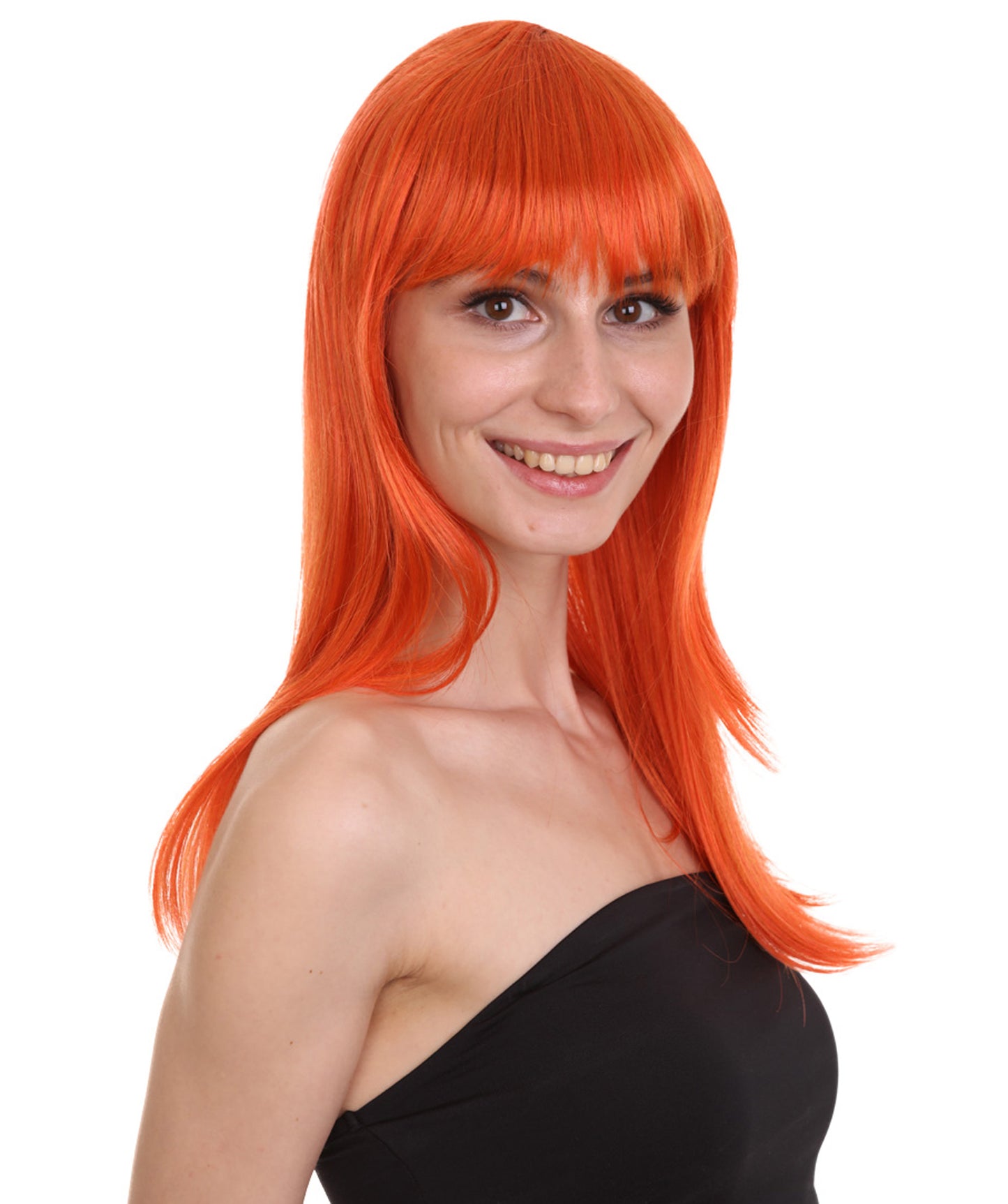 Wigs2you ハロウィン パーティー プレミアム レディース H-1039 とても快適なグラマー グリーン ウィッグ オレンジ色