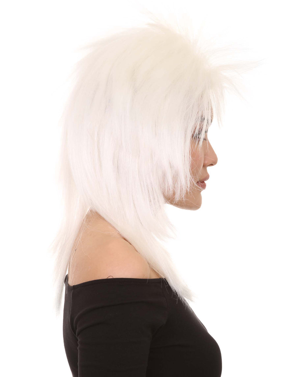 Wigs2you ハロウィン パーティー プレミアム H-1323 簡単に着用でき 快適なフィット感 80 年代女性ホワイト ロッカー スタイルウィッグ