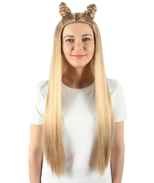 大人向け女性用 H-5817 ブロンド ウィッグ ハロウィンに最適 難燃性合成ファイバー
