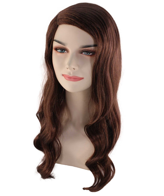ウィメン ダークブラウン ウェービー ミディアムレングス トレンディ アースプリンセス ウィッグ H-5311 プレミアムハロウィンウィッグ